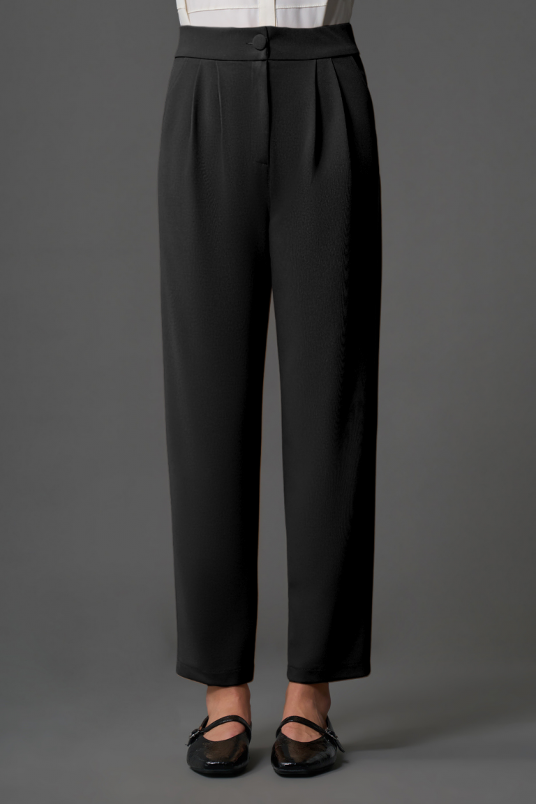 Mizalle Çift Pile Basic Siyah Günlük Kumaş Pantolon - Mizalle