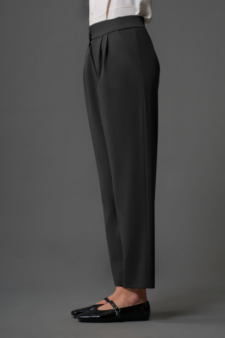 Mizalle Çift Pile Basic Siyah Günlük Kumaş Pantolon - Mizalle