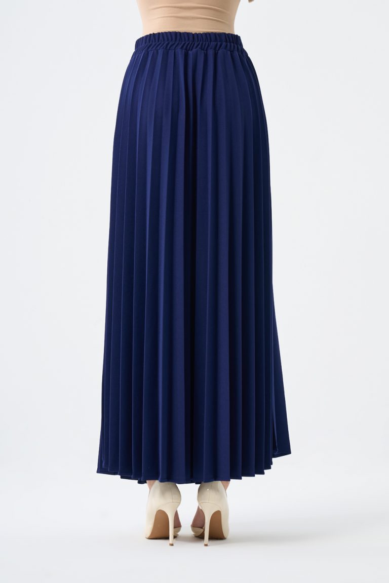 Mizalle Basic Örme Piliseli Lacivert Uzun Etek - Mizalle