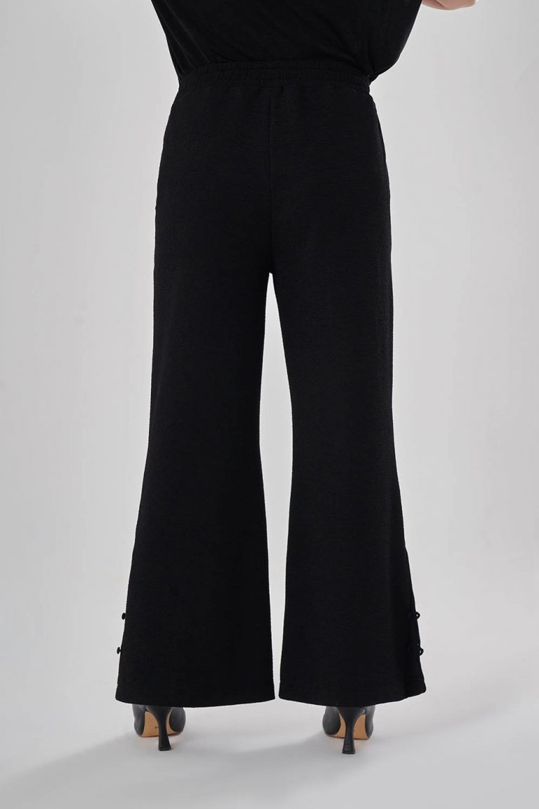 Mizalle İp Bağcıklı Rahat Kesimli Siyah Büyük Beden Pantolon - Mizalle