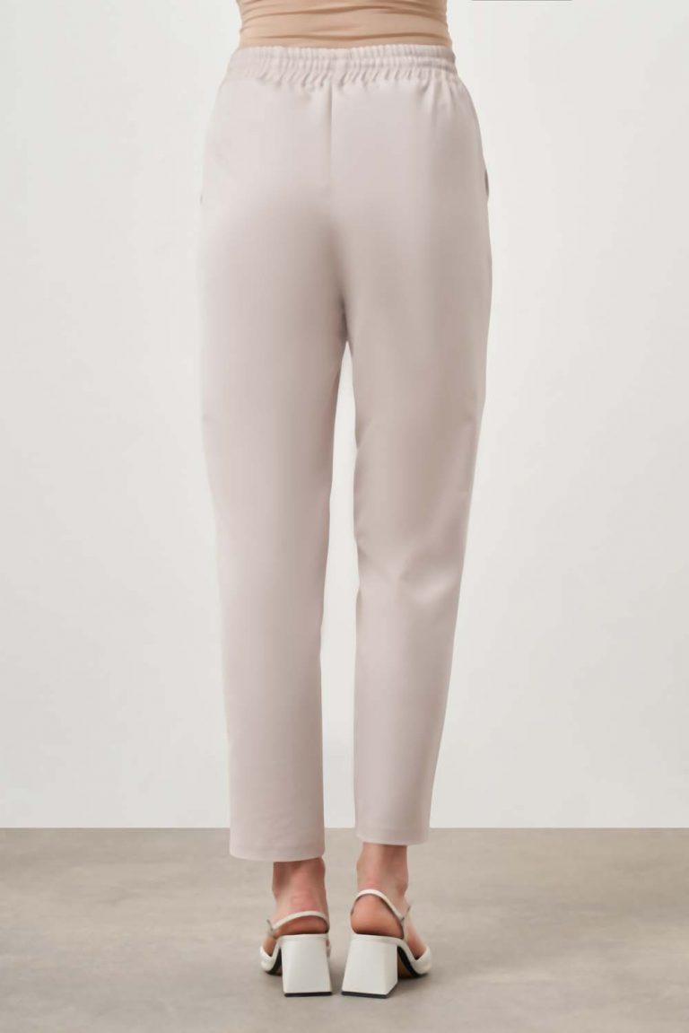 Mizalle Beli Bağcıklı Klasik Bej Rengi Pantolon - Mizalle