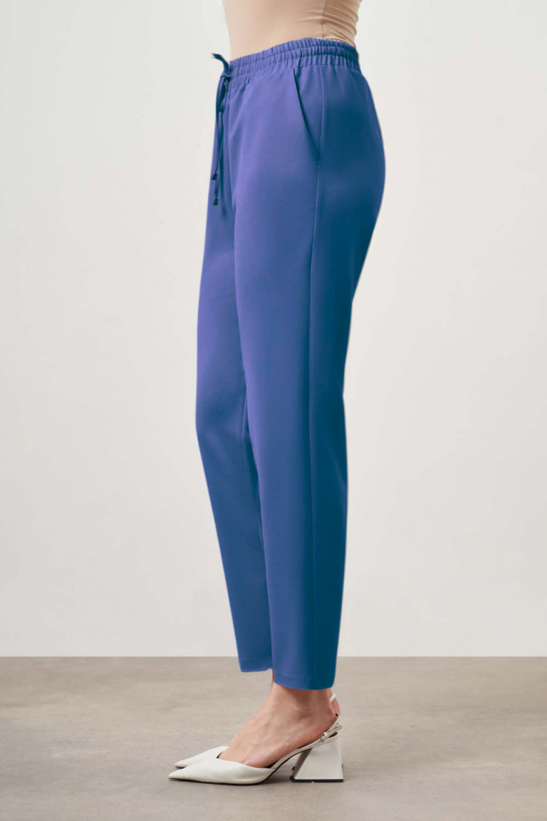 Mizalle Beli Bağcıklı Klasik Mavi Pantolon - Mizalle