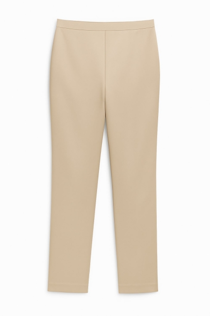 Mizalle - Mizalle Beli Lastikli Dar Paça Bej Rengi Saten Pantolon Mizalle - Mizalle Beli Lastikli Dar Paça Bej Rengi Saten Pantolon