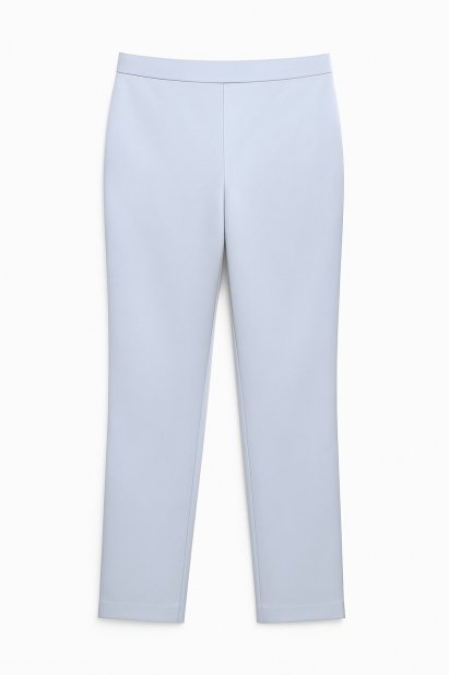 Mizalle Beli Lastikli Dar Paça Gri Saten Pantolon - Mizalle
