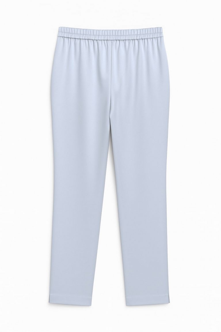 Mizalle Beli Lastikli Dar Paça Gri Saten Pantolon - Mizalle