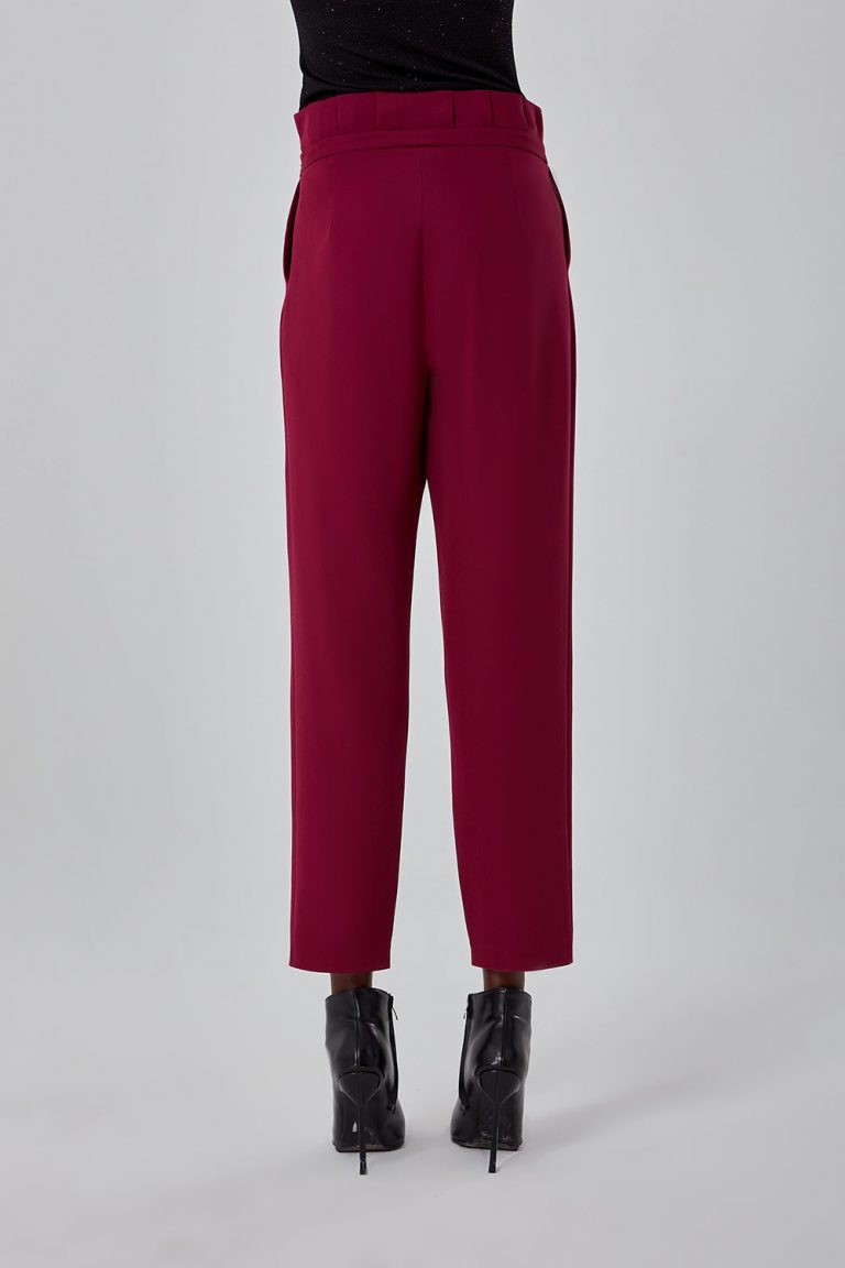 Mizalle Beli Pileli İpli Mor Havuç Pantolon - Mizalle