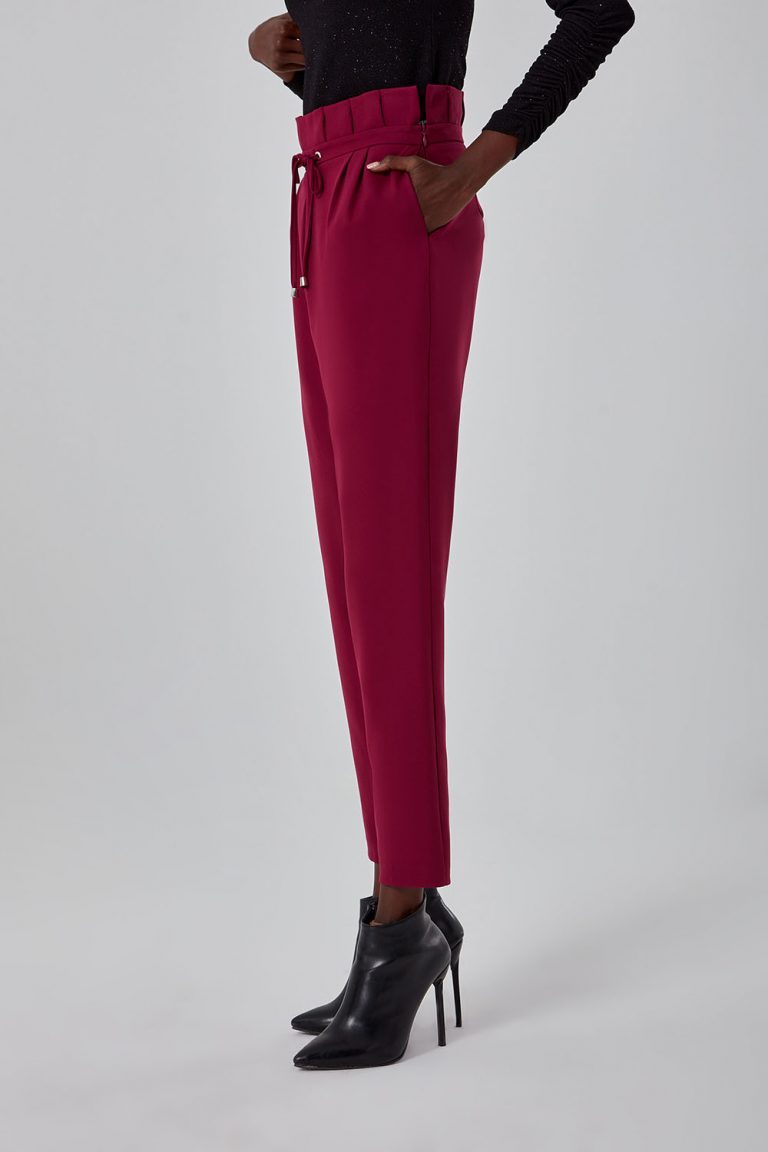 Mizalle Beli Pileli İpli Mor Havuç Pantolon - Mizalle