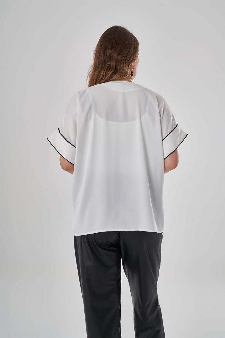 Biyeli Saten Ekru Gömlek - Mizalle