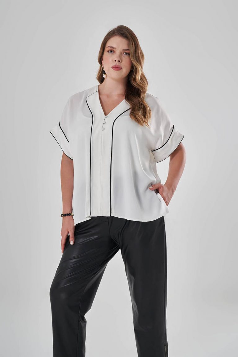 Biyeli Saten Ekru Gömlek - Mizalle