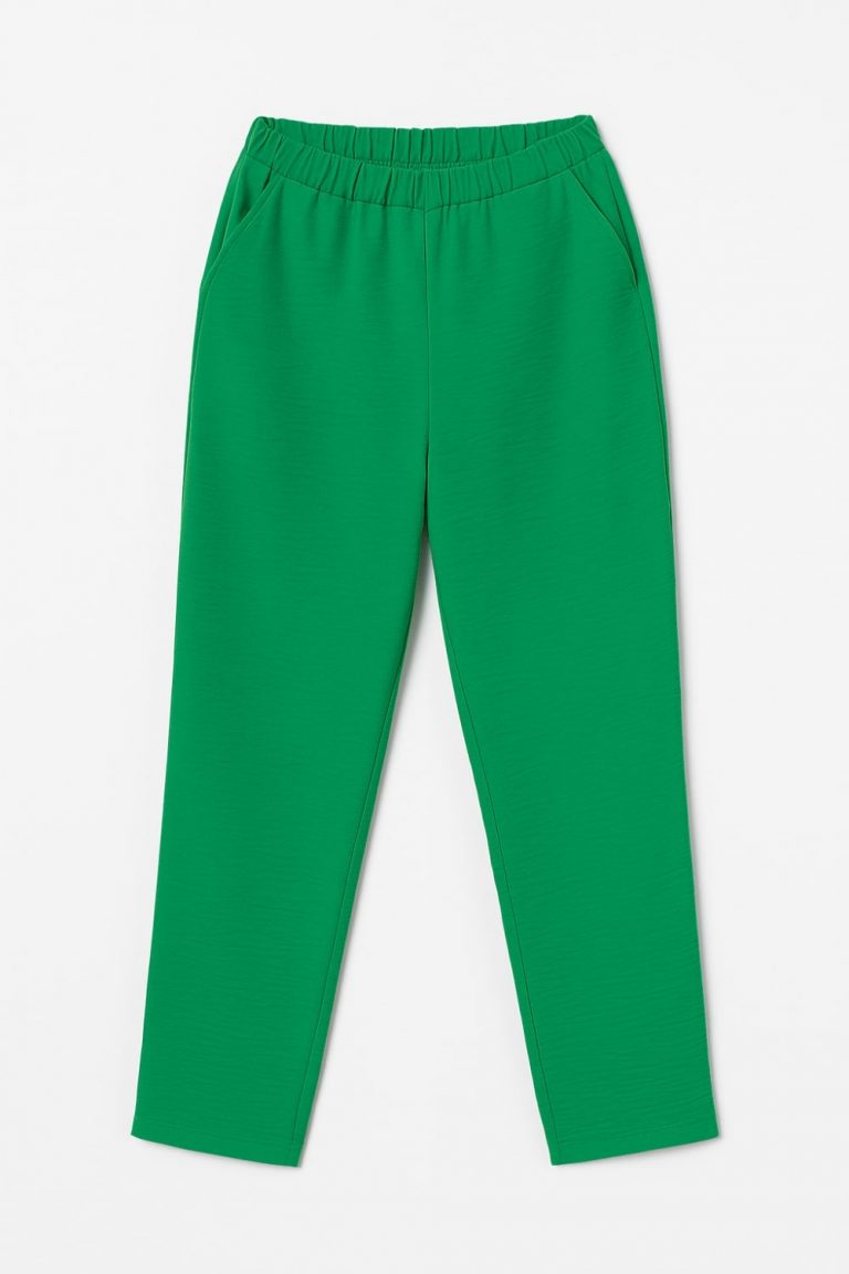 Mizalle Bol Paça Rahat Kesim Pamuklu Yeşil Pantolon - Mizalle