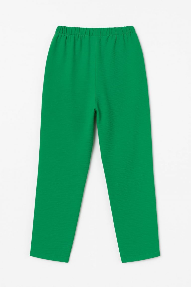 Mizalle Bol Paça Rahat Kesim Pamuklu Yeşil Pantolon - Mizalle