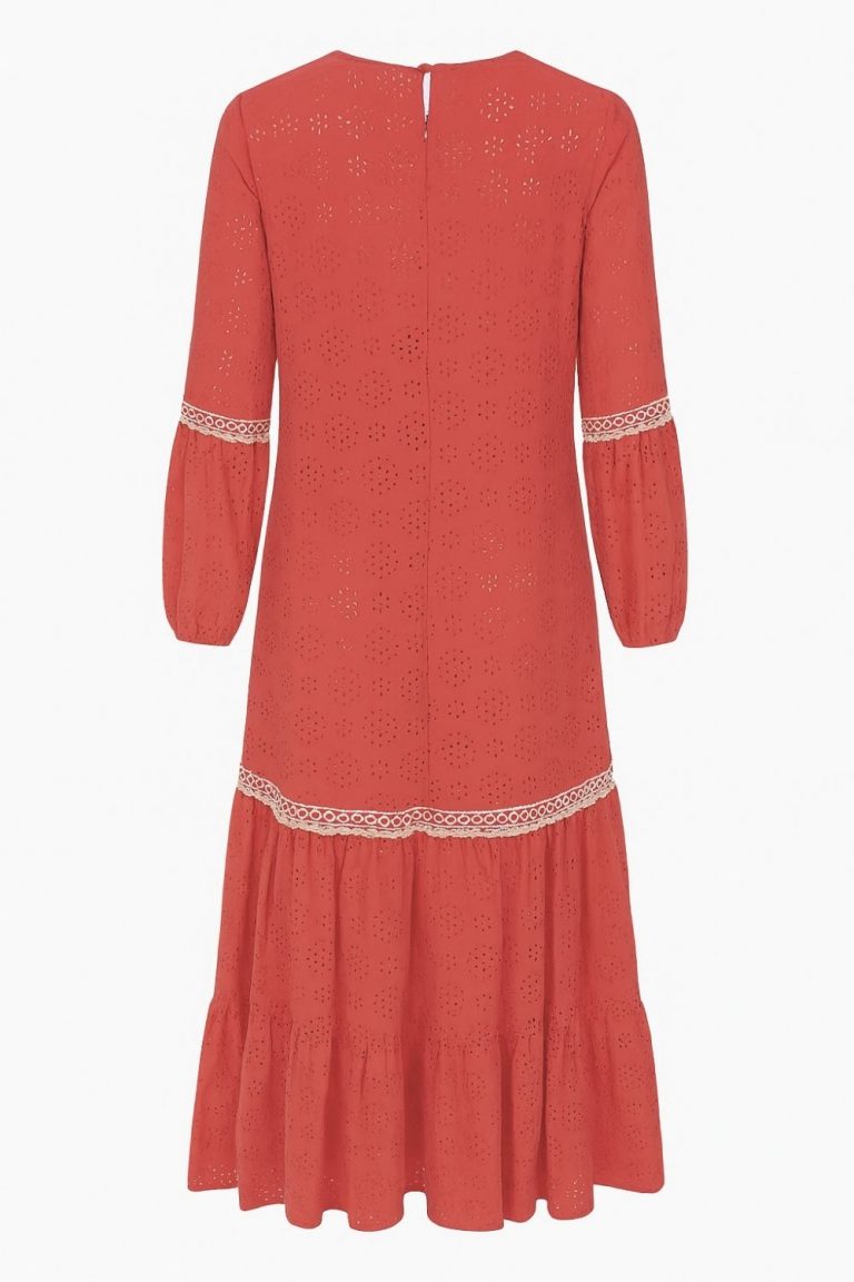 Mizalle Pembe Brode Uzun Yazlık Elbise - Mizalle