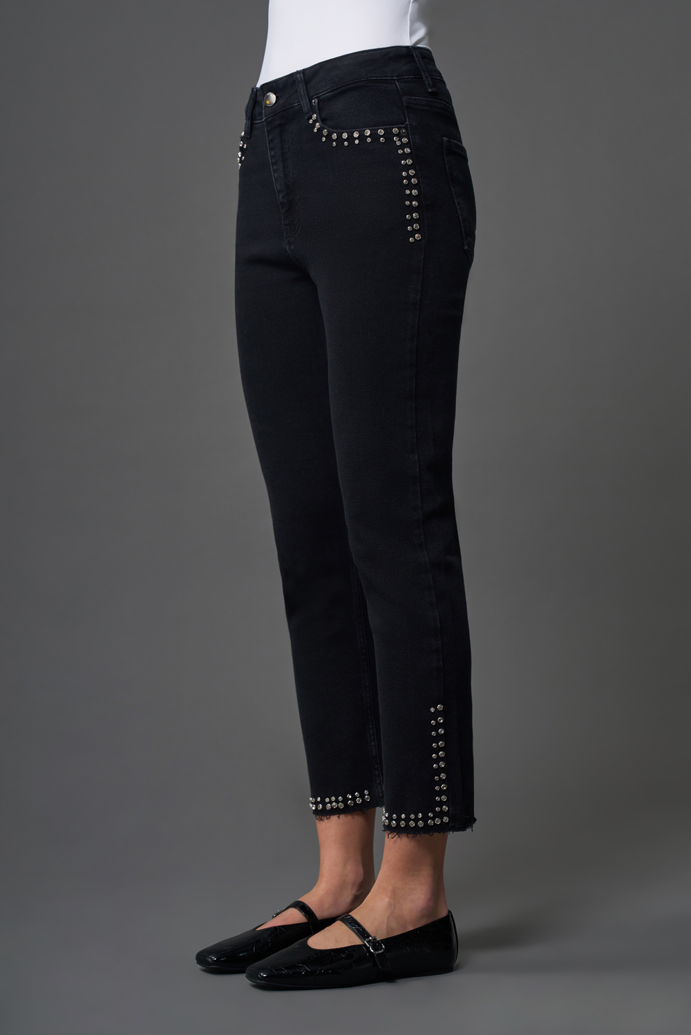Mizalle Zımba Detaylı Antrasit Dar Kesim Straight Fit Denim Pantolon - 2