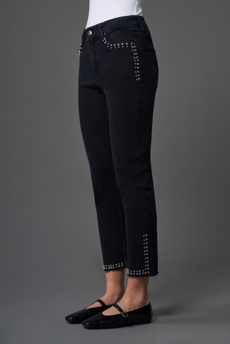 Mizalle Zımba Detaylı Antrasit Dar Kesim Straight Fit Denim Pantolon - Mizalle