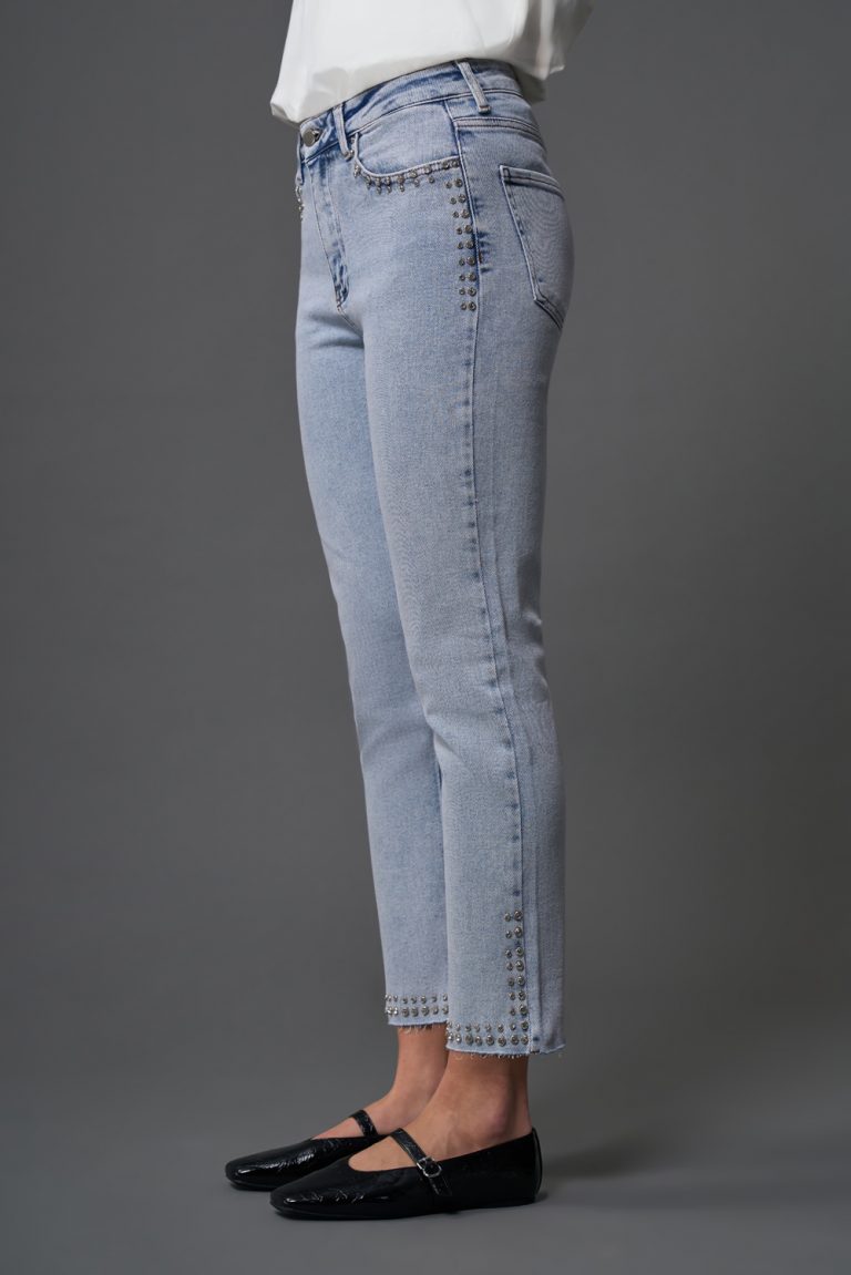 Mizalle Taş Detaylı Açık Mavi Denim Pantolon - Mizalle