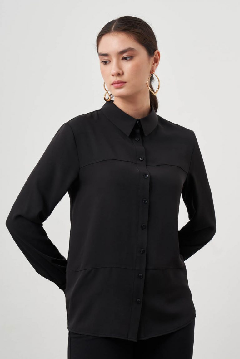 Mizalle Basic Siyah Şifon Gömlek - Mizalle