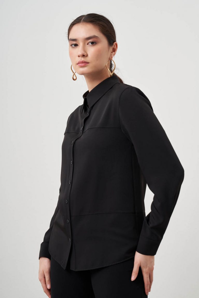 Mizalle Basic Siyah Şifon Gömlek - Mizalle