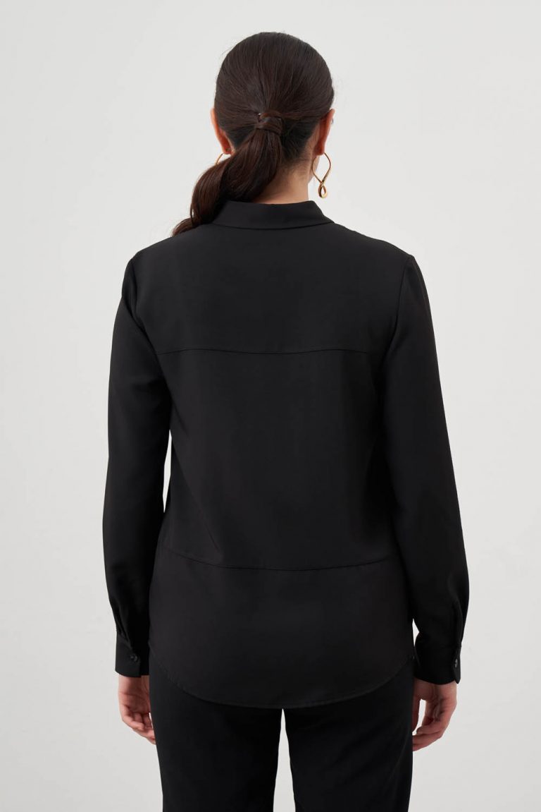 Mizalle Basic Siyah Şifon Gömlek - Mizalle