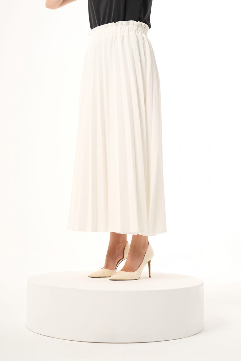 Bsc Pliseli Ekru Etek - Mizalle