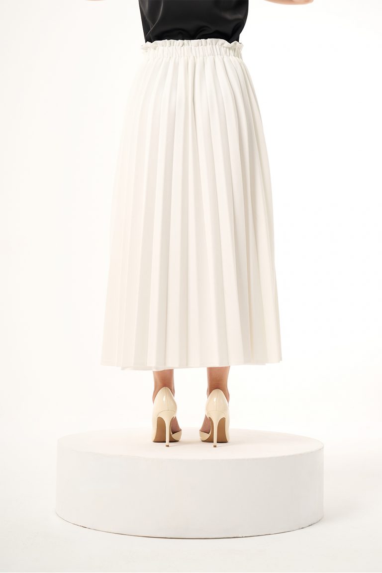 Bsc Pliseli Ekru Etek - Mizalle