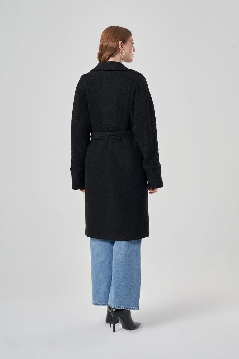 Mizalle Siyah Büyük cepli Buklet Kaban - Mizalle