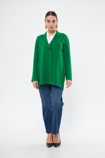 Mizalle Yeşil Örme Triko Rahat Kesimli Ceket - Mizalle