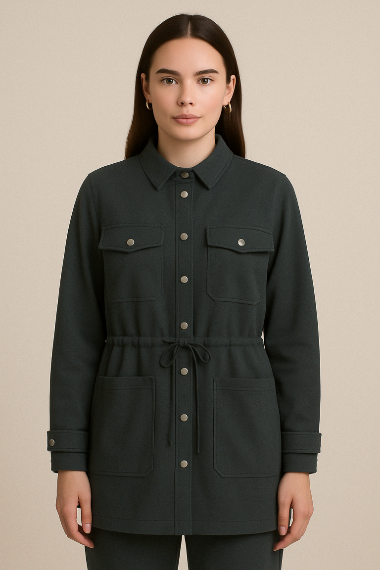 Mizalle Siyah Modal Yumuşak Dokulu Rahat Kesim Kapaklı Cepli Tunik - Mizalle