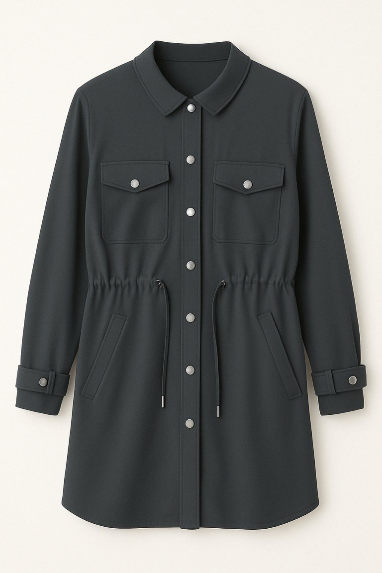 Mizalle Siyah Modal Yumuşak Dokulu Rahat Kesim Kapaklı Cepli Tunik - Mizalle