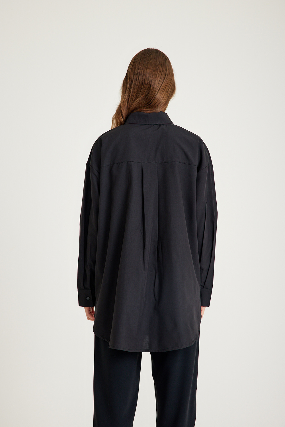 Mizalle Basic Oversize Pamuklu Siyah Gömlek - 8