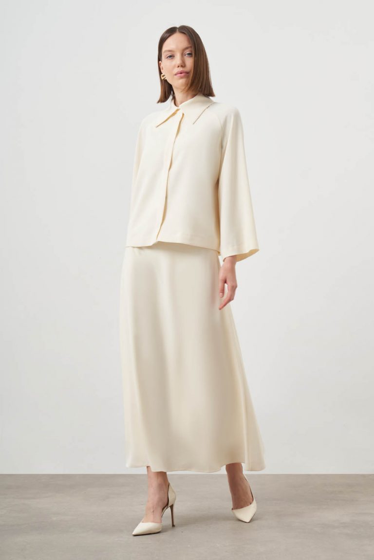 Çıtçıt Detaylı Ekru Ceket - Mizalle