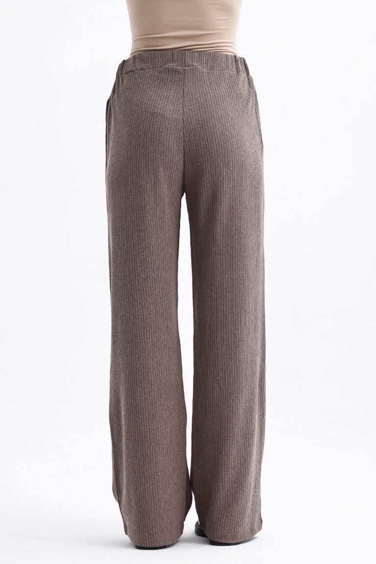 Mizalle Açık Kahverengi Rahat Kesim Pamuklu Beli Lastikli Pantolon - Mizalle