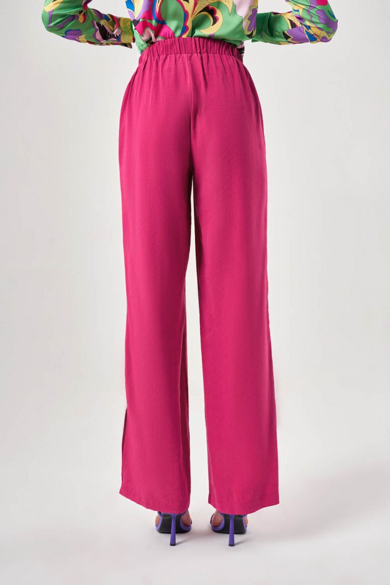 Mizalle Beli Lastikli Rahat Kalıplı Fuşya Cupra Pantolon - Mizalle