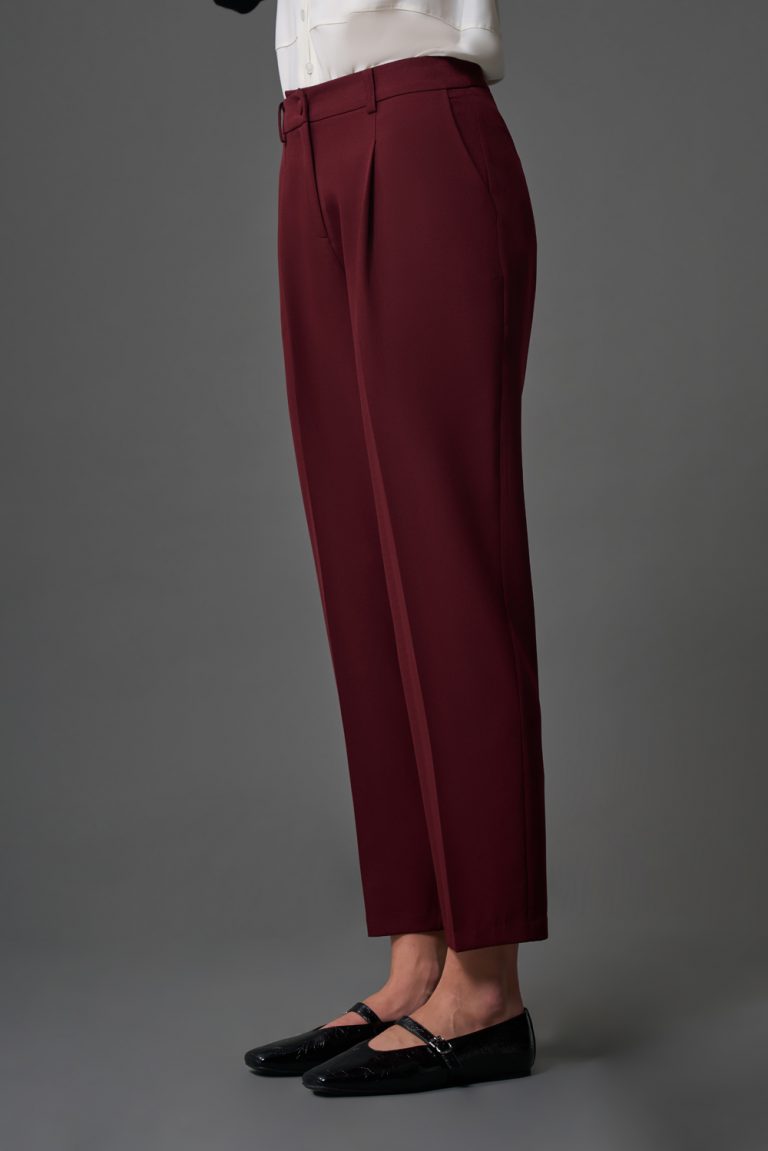Mizalle Dar Paça Klasik Bordo Kumaş Pantolon - Mizalle