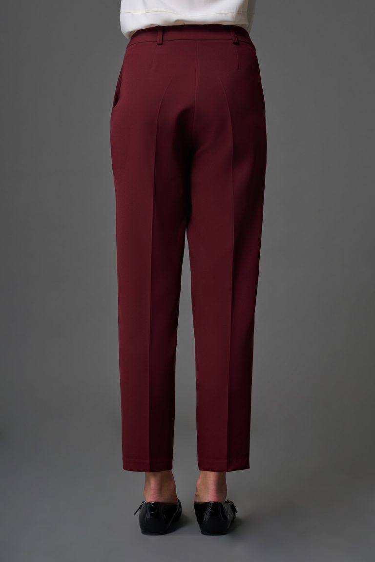 Mizalle Dar Paça Klasik Bordo Kumaş Pantolon - Mizalle