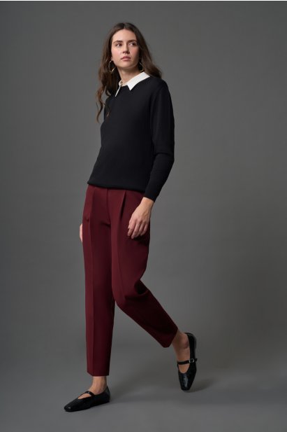 Mizalle Dar Paça Klasik Bordo Kumaş Pantolon - Mizalle