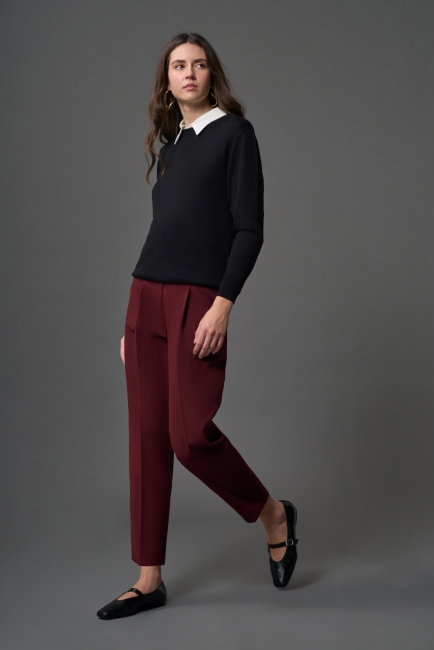 Mizalle - Mizalle Dar Paça Klasik Bordo Kumaş Pantolon