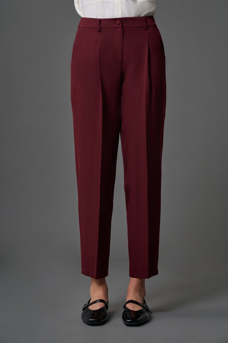 Mizalle Dar Paça Klasik Bordo Kumaş Pantolon - Mizalle