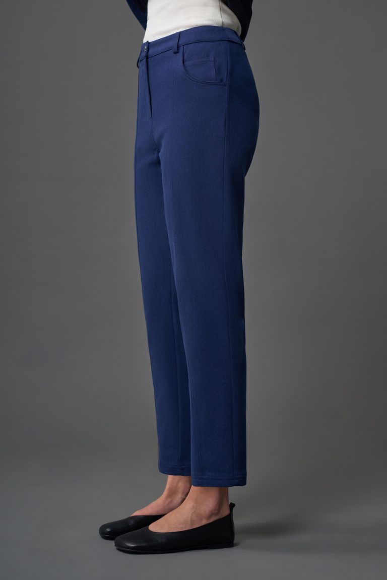 Mizalle Denim Dokulu İndigo Mavi Kumaş Pantolon - Mizalle