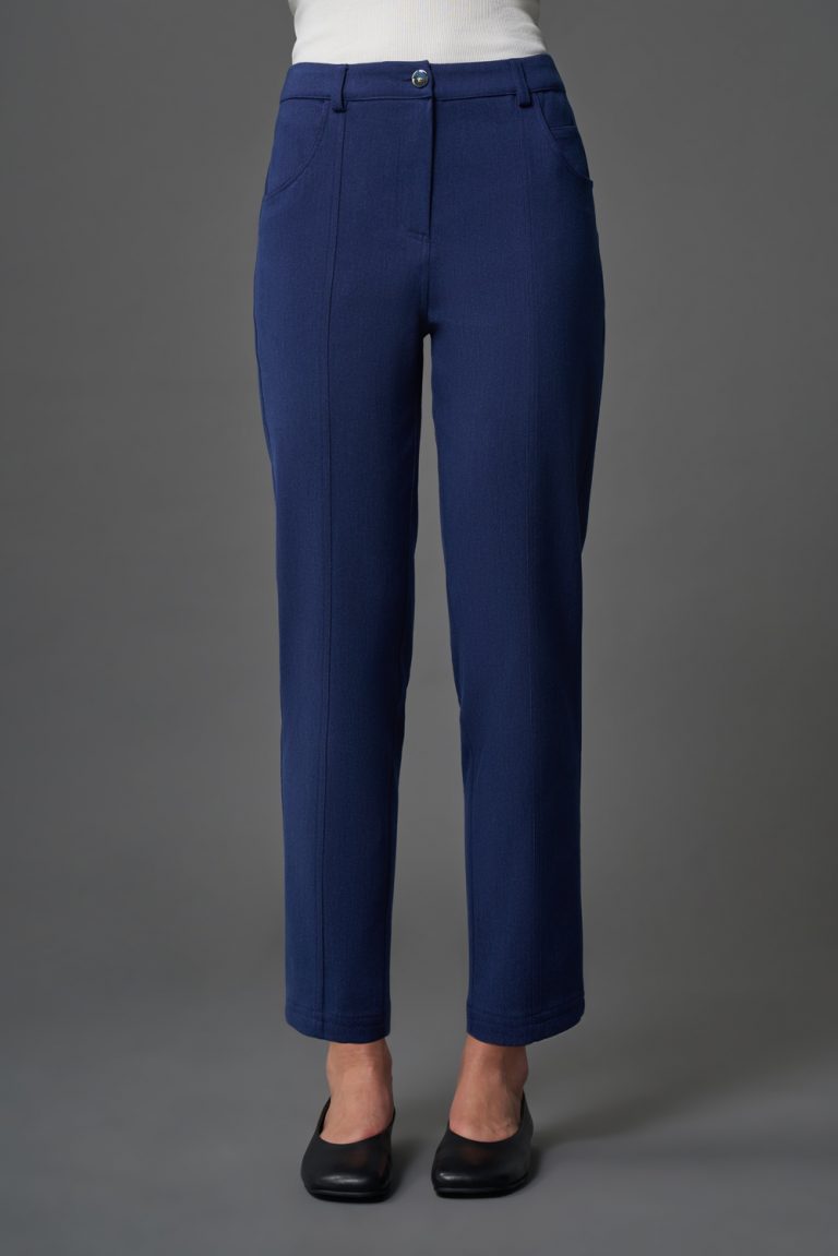 Mizalle Denim Dokulu İndigo Mavi Kumaş Pantolon - Mizalle