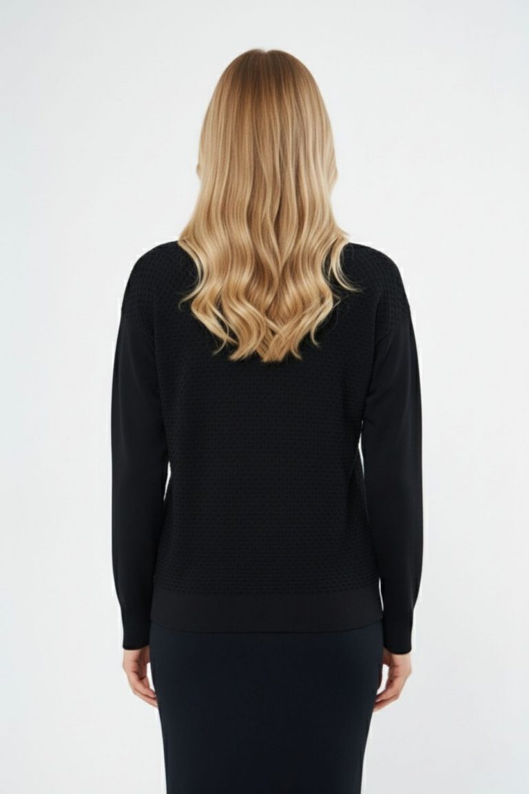 Mizalle Özel Dokulu Rayon Siyah Hırka - Mizalle