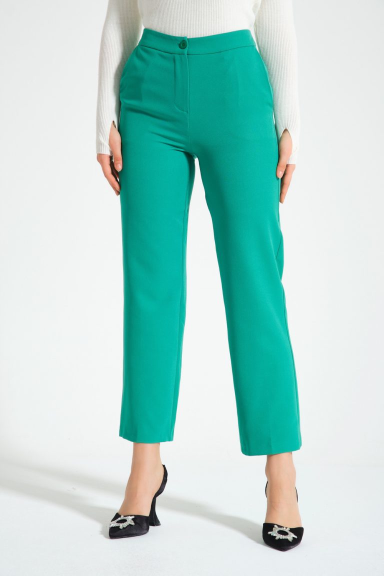 Mizalle Basic Yeşil Klasik Kumaş Pantolon - Mizalle