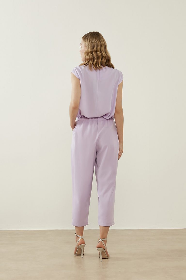 Mizalle Klasik Double Kısa Paça İnce Lila Pantolon - Mizalle