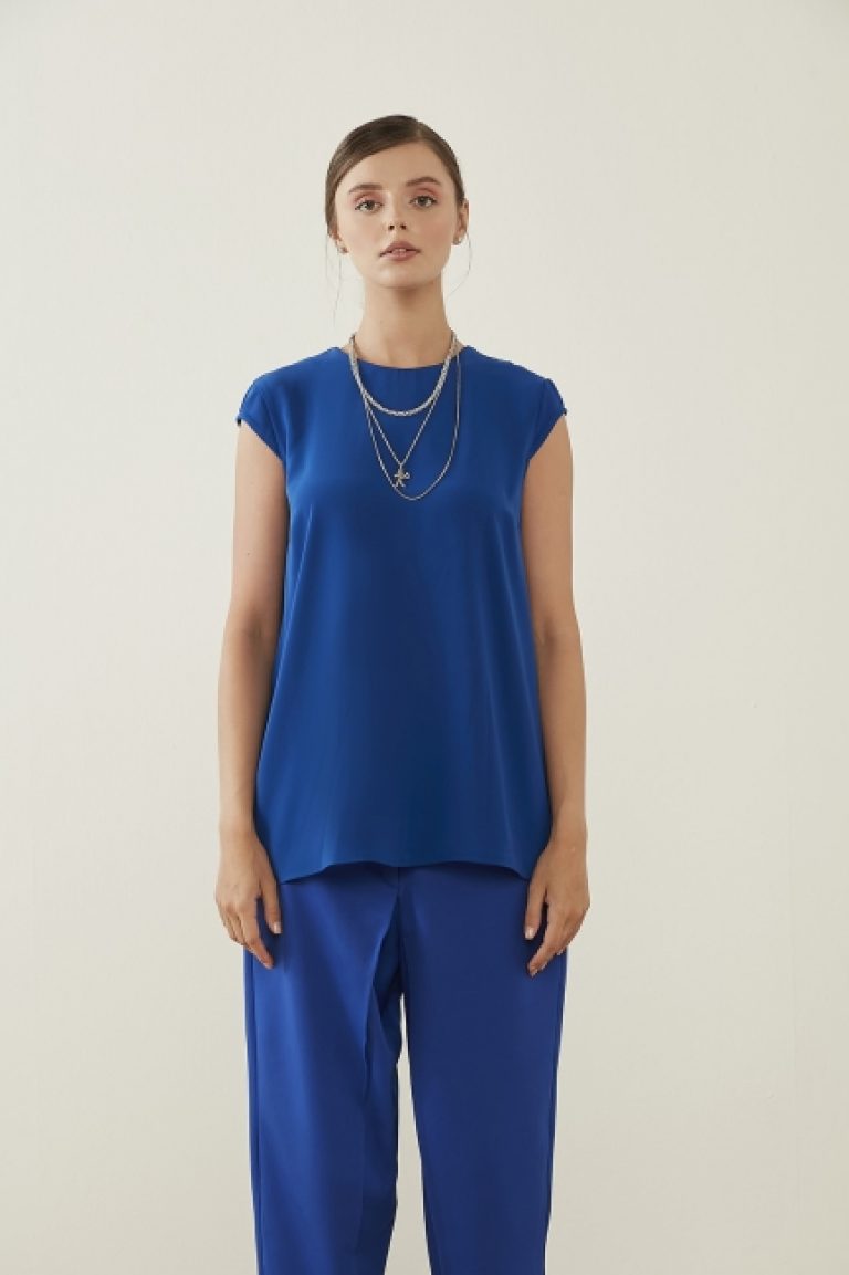 Mizalle Klasik Double Kısa Paça İnce Saks Mavisi Pantolon - Mizalle