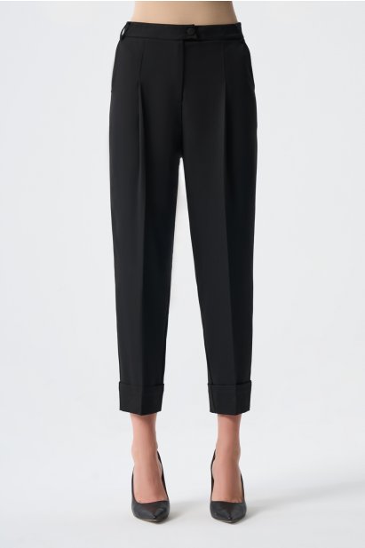 Mizalle Double Paça Tek Pileli Siyah Klasik Kumaş Pantolon - Mizalle