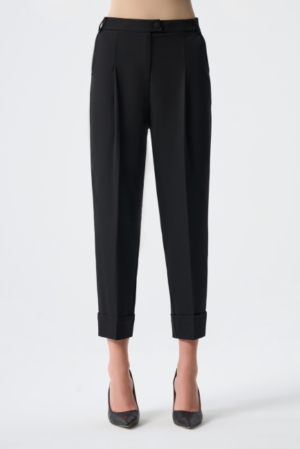 Mizalle - Mizalle Double Paça Tek Pileli Siyah Klasik Kumaş Pantolon Mizalle - Mizalle Double Paça Tek Pileli Siyah Klasik Kumaş Pantolon