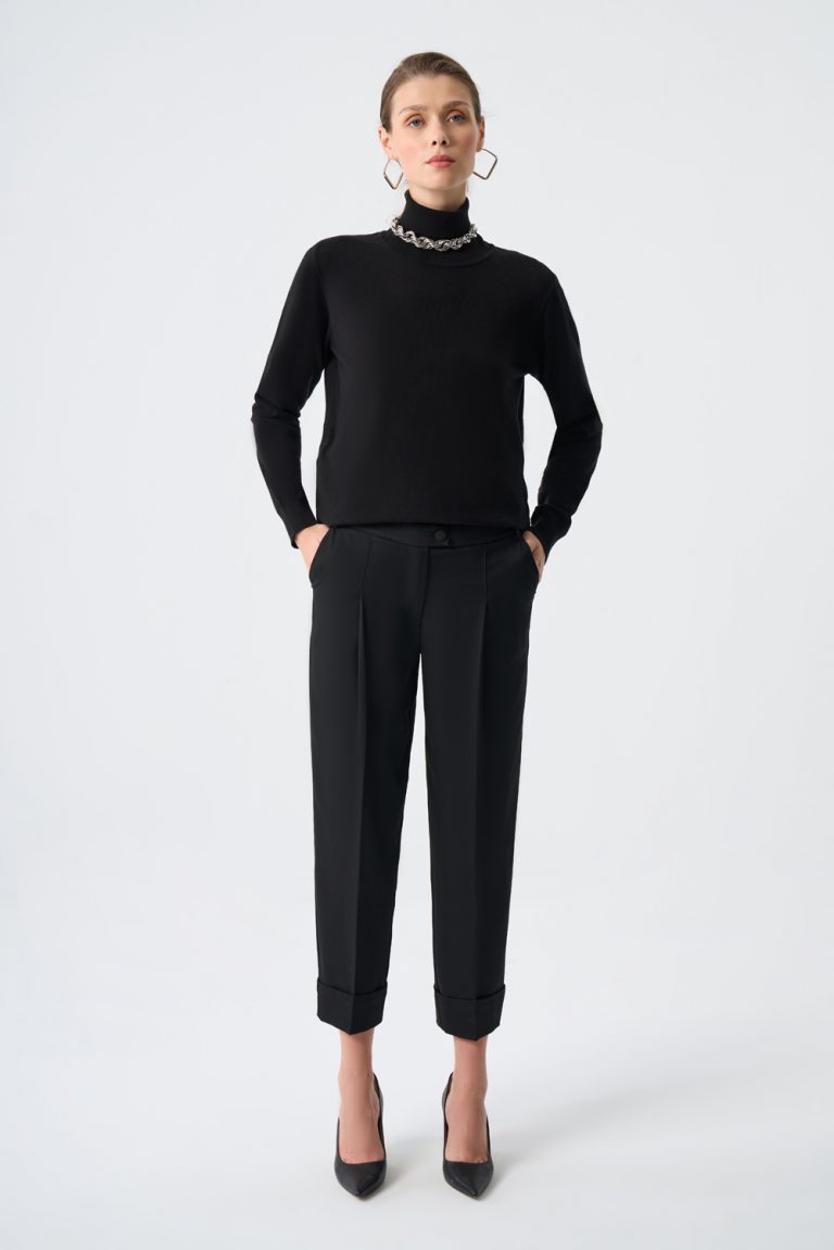 Mizalle Double Paça Tek Pileli Siyah Klasik Kumaş Pantolon - Mizalle