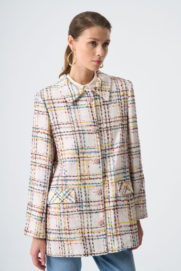 Mizalle Ekru Ekoseli Kısa Dokuma Kaban - Mizalle