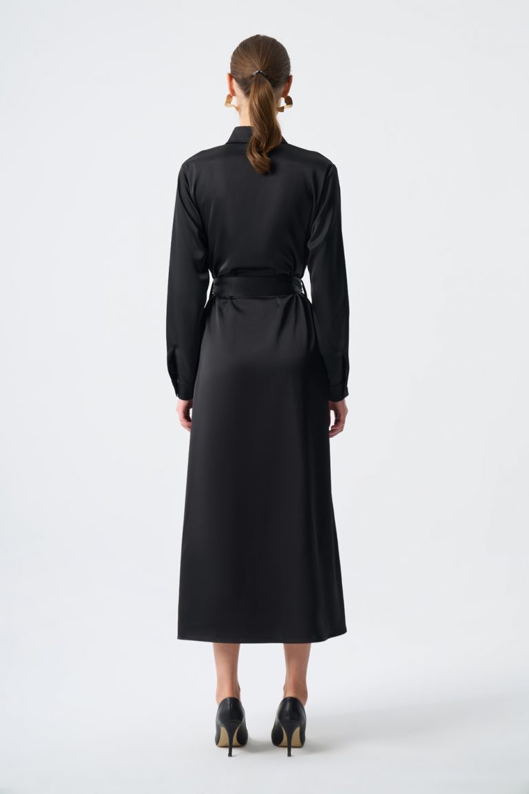 Mizalle Siyah Şifon Uzun Gömlek Elbise - Mizalle