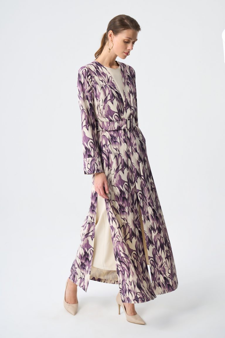 Mizalle Mor Desenli İki Parçalı Kimono Elbise Takım - Mizalle