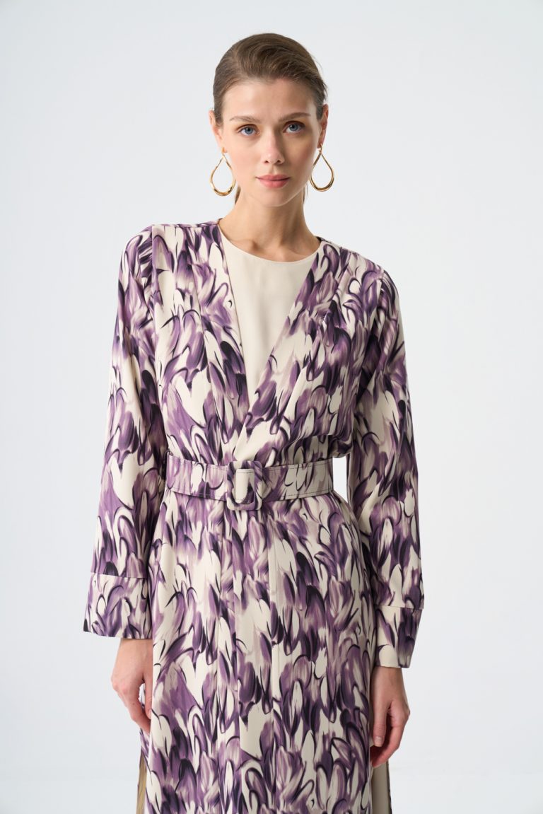 Mizalle Mor Desenli İki Parçalı Kimono Elbise Takım - Mizalle